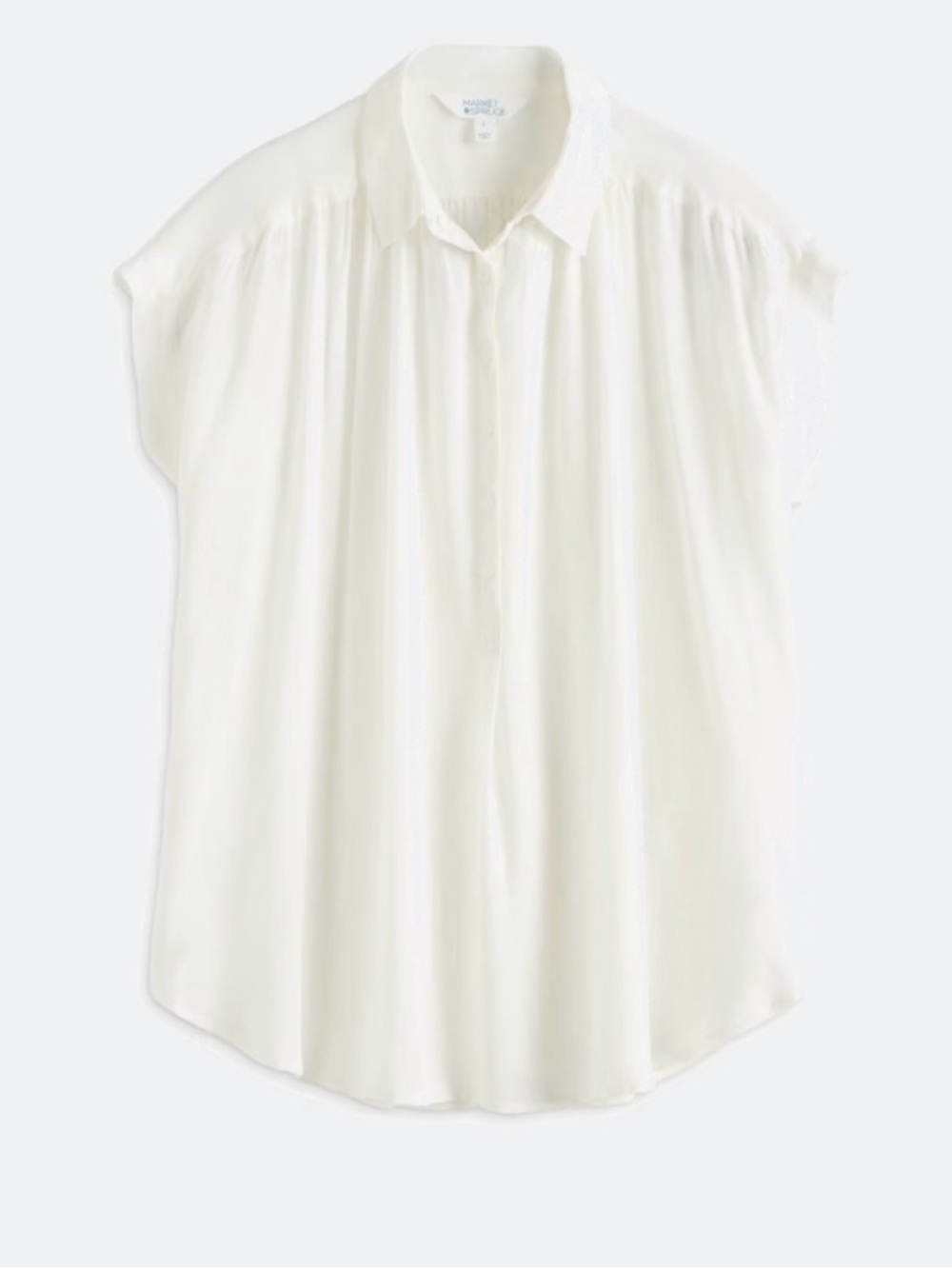 Market & Spruce Short Sleeve Button-Front Blouse in Cream Size Mediym